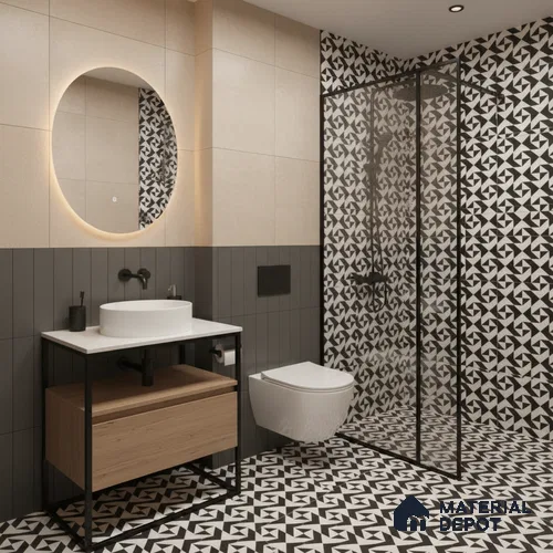 Moroccan Wall & Floor Tile TL 05200 Zellige Starry Medina Multi Colour 1 ft x 1 ft Porcelain Matte Finish - 9 mm | Suitable for Kitchen, Bathroom, Entryway | Please Expect a Slight Variation of Pattern