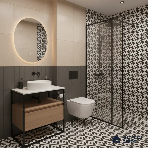 Moroccan Tile TL 05200 Zellige Starry Medina Multi Colour 1 ft x 1 ft Vitrified Matte Finish - 9 mm | Suitable for Kitchen, Bathroom, Balcony Floor & Wall | Please Expect a Slight Variation of Pattern (Sample)