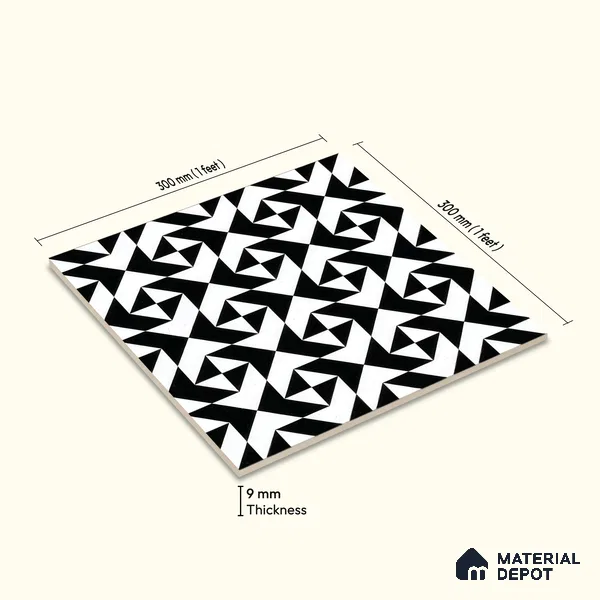 Moroccan Wall & Floor Tile TL 05200 Zellige Starry Medina Multi Colour 1 ft x 1 ft Porcelain Matte Finish - 9 mm | Suitable for Kitchen, Bathroom, Entryway | Please Expect a Slight Variation of Pattern
