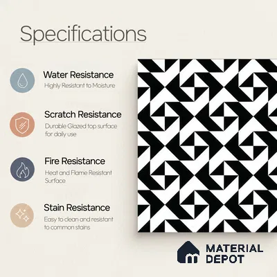 Moroccan Wall & Floor Tile TL 05200 Zellige Starry Medina Multi Colour 1 ft x 1 ft Porcelain Matte Finish - 9 mm | Suitable for Kitchen, Bathroom, Entryway | Please Expect a Slight Variation of Pattern