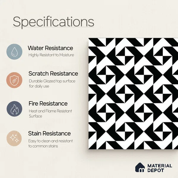 Moroccan Wall & Floor Tile TL 05200 Zellige Starry Medina Multi Colour 1 ft x 1 ft Porcelain Matte Finish - 9 mm | Suitable for Kitchen, Bathroom, Entryway | Please Expect a Slight Variation of Pattern