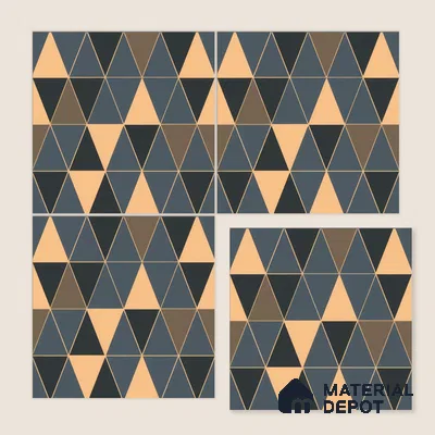 Moroccan Wall & Floor Tile TL 05201 Zellige Stacked Triangle Multi Colour 1 ft x 1 ft Porcelain Matte Finish - 9 mm | Suitable for Kitchen, Bathroom, Balcony | Please Expect a Slight Variation of Pattern