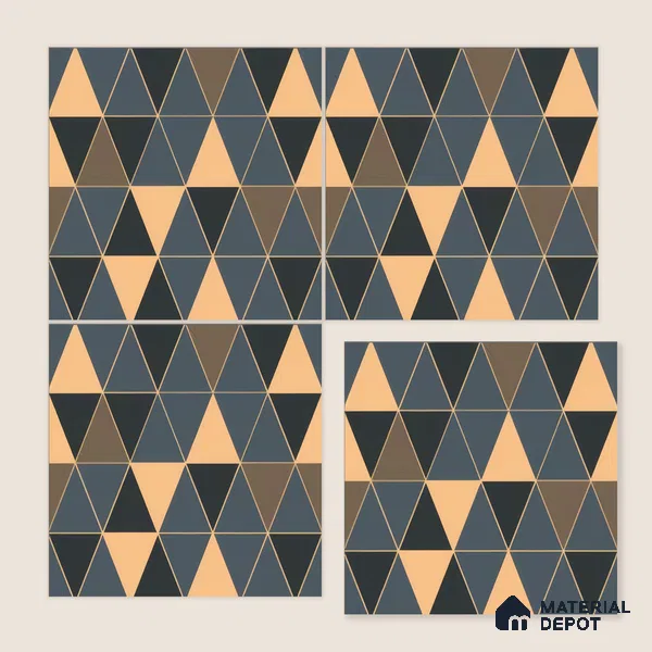 Moroccan Wall & Floor Tile TL 05201 Zellige Stacked Triangle Multi Colour 1 ft x 1 ft Porcelain Matte Finish - 9 mm | Suitable for Kitchen, Bathroom, Balcony | Please Expect a Slight Variation of Pattern