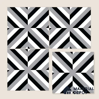 Moroccan Wall & Floor Tile TL 05202 Zellige Reflected Lines Multi Colour 1 ft x 1 ft Porcelain Matte Finish - 9 mm | Suitable for Kitchen, Bathroom, Balcony | Please Expect a Slight Variation of Pattern