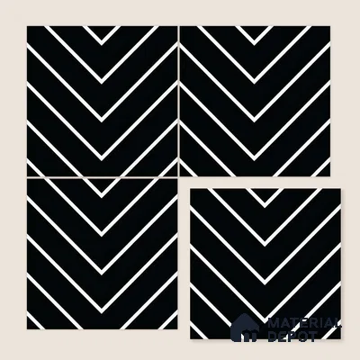 Moroccan Wall & Floor Tile TL 05203 Zellige Noir Wave Lines Multi Colour 1 ft x 1 ft Porcelain Matte Finish - 9 mm | Suitable for Kitchen, Bathroom, Balcony | Please Expect a Slight Variation of Pattern