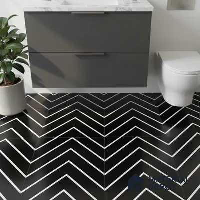Moroccan Wall & Floor Tile TL 05203 Zellige Noir Wave Lines Multi Colour 1 ft x 1 ft Porcelain Matte Finish - 9 mm | Suitable for Kitchen, Bathroom, Balcony | Please Expect a Slight Variation of Pattern