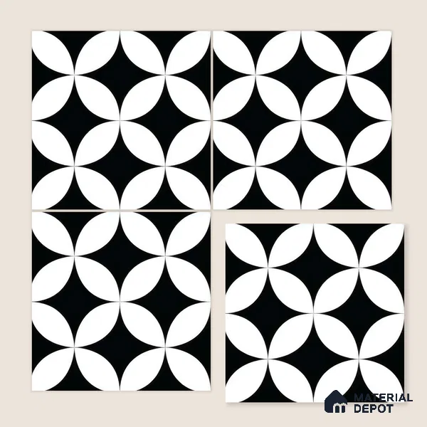 Moroccan Wall & Floor Tile TL 05204 Zellige Crescent Shadows Multi Colour 1 ft x 1 ft Porcelain Matte Finish - 9 mm | Suitable for Kitchen, Bathroom, Entryway | Please Expect a Slight Variation of Pattern