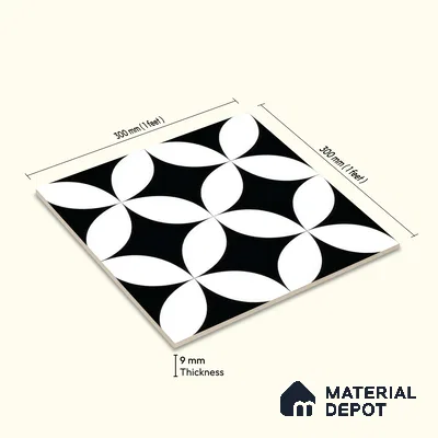 Moroccan Wall & Floor Tile TL 05204 Zellige Crescent Shadows Multi Colour 1 ft x 1 ft Porcelain Matte Finish - 9 mm | Suitable for Kitchen, Bathroom, Entryway | Please Expect a Slight Variation of Pattern