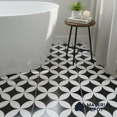 Moroccan Tile TL 05204 Zellige Crescent Shadows Multi Colour 1 ft x 1 ft Vitrified Matte Finish - 9 mm | Suitable for Kitchen, Bathroom, Balcony Floor & Wall | Please Expect a Slight Variation of Pattern