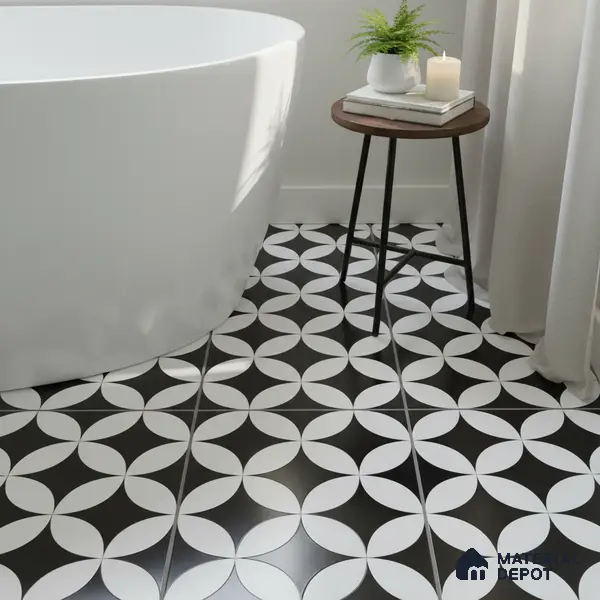 Moroccan Tile TL 05204 Zellige Crescent Shadows Multi Colour 1 ft x 1 ft Vitrified Matte Finish - 9 mm | Suitable for Kitchen, Bathroom, Balcony Floor & Wall | Please Expect a Slight Variation of Pattern