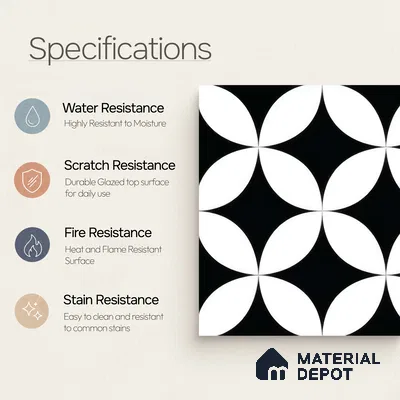 Moroccan Wall & Floor Tile TL 05204 Zellige Crescent Shadows Multi Colour 1 ft x 1 ft Porcelain Matte Finish - 9 mm | Suitable for Kitchen, Bathroom, Entryway | Please Expect a Slight Variation of Pattern