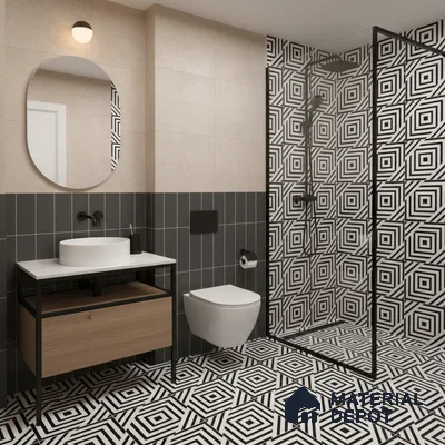 Moroccan Wall & Floor Tile TL 05206 Zellige Illusional Box Multi Colour 1 ft x 1 ft Vitrified Matte Finish - 9 mm | Suitable for Kitchen, Bathroom, Entryway | Please Expect a Slight Variation of Pattern