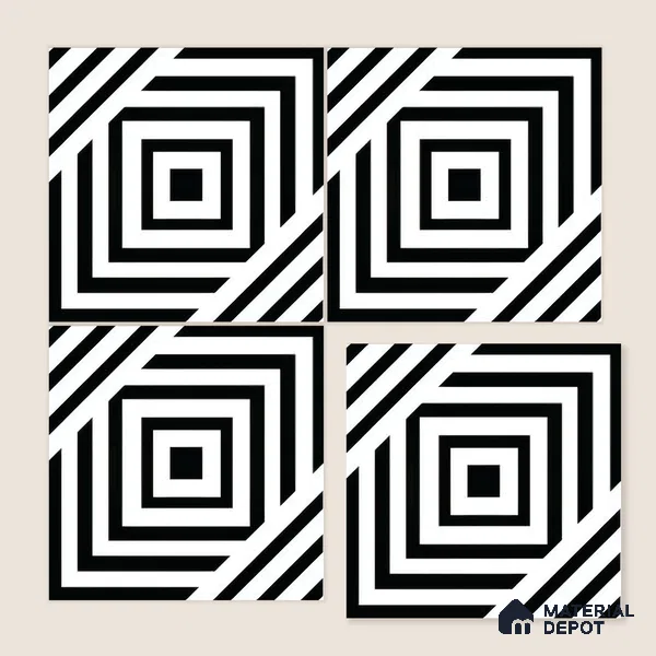 Moroccan Wall & Floor Tile TL 05206 Zellige Illusional Box Multi Colour 1 ft x 1 ft Porcelain Matte Finish - 9 mm | Suitable for Kitchen, Bathroom, Entryway | Please Expect a Slight Variation of Pattern