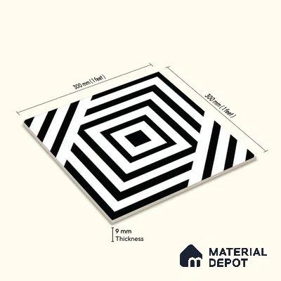 Moroccan Wall & Floor Tile TL 05206 Zellige Illusional Box Multi Colour 1 ft x 1 ft Porcelain Matte Finish - 9 mm | Suitable for Kitchen, Bathroom, Entryway | Please Expect a Slight Variation of Pattern
