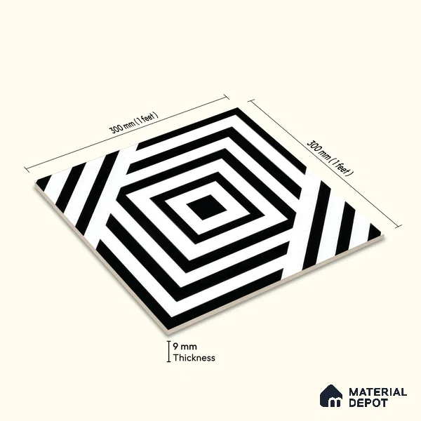 Moroccan Wall & Floor Tile TL 05206 Zellige Illusional Box Multi Colour 1 ft x 1 ft Porcelain Matte Finish - 9 mm | Suitable for Kitchen, Bathroom, Entryway | Please Expect a Slight Variation of Pattern