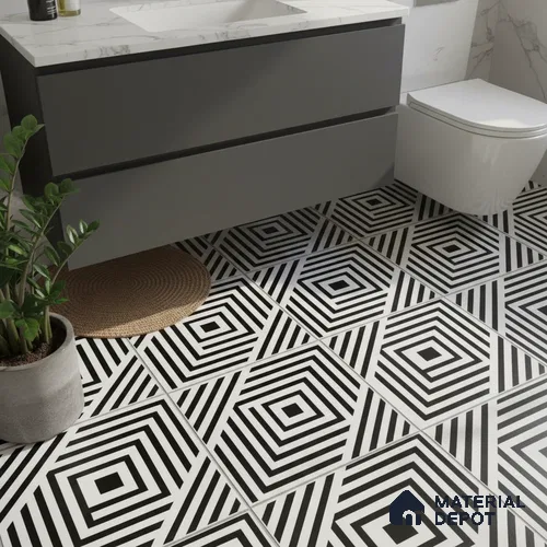 Moroccan Wall & Floor Tile TL 05206 Zellige Illusional Box Multi Colour 1 ft x 1 ft Ceramic Matte Finish - 9 mm | Suitable for Kitchen, Bathroom, Entryway | Please Expect a Slight Variation of Pattern