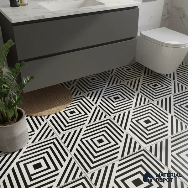 Moroccan Wall & Floor Tile TL 05206 Zellige Illusional Box Multi Colour 1 ft x 1 ft Vitrified Matte Finish - 9 mm | Suitable for Kitchen, Bathroom, Entryway | Please Expect a Slight Variation of Pattern