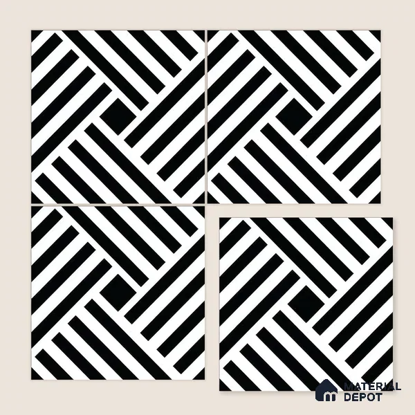 Moroccan Wall & Floor Tile TL 05207 Zellige Pixel Black Multi Colour 1 ft x 1 ft Porcelain Matte Finish - 9 mm | Suitable for Kitchen, Bathroom, Entryway | Please Expect a Slight Variation of Pattern
