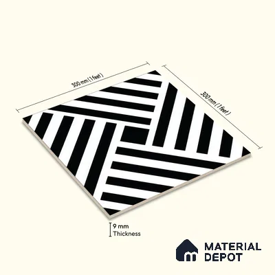 Moroccan Wall & Floor Tile TL 05207 Zellige Pixel Black Multi Colour 1 ft x 1 ft Porcelain Matte Finish - 9 mm | Suitable for Kitchen, Bathroom, Entryway | Please Expect a Slight Variation of Pattern