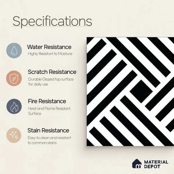 Moroccan Wall & Floor Tile TL 05207 Zellige Pixel Black Multi Colour 1 ft x 1 ft Porcelain Matte Finish - 9 mm | Suitable for Kitchen, Bathroom, Entryway | Please Expect a Slight Variation of Pattern