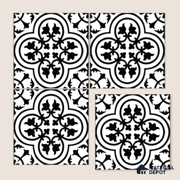 Moroccan Wall & Floor Tile TL 05208 Zellige Floral Pendant Multi Colour 1 ft x 1 ft Porcelain Matte Finish - 9 mm | Suitable for Kitchen, Bathroom, Entryway | Please Expect a Slight Variation of Pattern