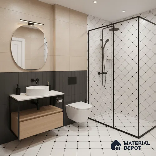 Moroccan Wall & Floor Tile TL 05210 Zellige Weaved Web Multi Colour 1 ft x 1 ft Porcelain Matte Finish - 9 mm | Suitable for Kitchen, Bathroom, Entryway | Please Expect a Slight Variation of Pattern