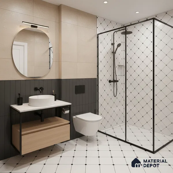 Moroccan Tile TL 05210 Zellige Weaved Web Multi Colour 1 ft x 1 ft Vitrified Matte Finish - 9 mm | Suitable for Kitchen, Bathroom, Balcony Floor & Wall | Please Expect a Slight Variation of Pattern (Sample)