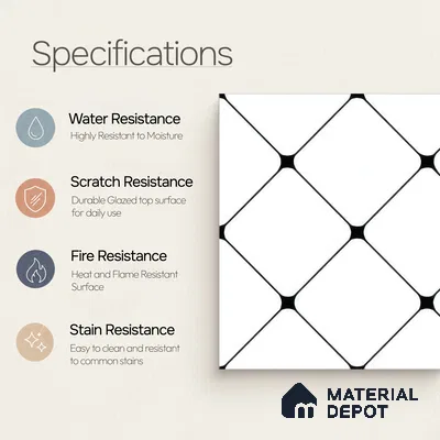 Moroccan Wall & Floor Tile TL 05210 Zellige Weaved Web Multi Colour 1 ft x 1 ft Porcelain Matte Finish - 9 mm | Suitable for Kitchen, Bathroom, Entryway | Please Expect a Slight Variation of Pattern
