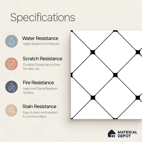 Moroccan Wall & Floor Tile TL 05210 Zellige Weaved Web Multi Colour 1 ft x 1 ft Porcelain Matte Finish - 9 mm | Suitable for Kitchen, Bathroom, Entryway | Please Expect a Slight Variation of Pattern