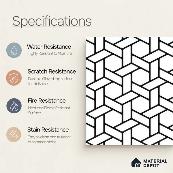 Moroccan Wall & Floor Tile TL 05211 Zellige Penrose Passion Multi Colour 1 ft x 1 ft Porcelain Matte Finish - 9 mm | Suitable for Kitchen, Bathroom, Entryway | Please Expect a Slight Variation of Pattern