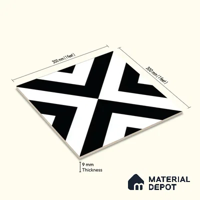 Moroccan Wall & Floor Tile TL 05212 Zellige Endless Square Multi Colour 1 ft x 1 ft Porcelain Matte Finish - 9 mm | Suitable for Kitchen, Bathroom, Entryway | Please Expect a Slight Variation of Pattern
