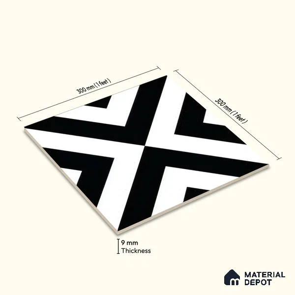 Moroccan Wall & Floor Tile TL 05212 Zellige Endless Square Multi Colour 1 ft x 1 ft Porcelain Matte Finish - 9 mm | Suitable for Kitchen, Bathroom, Entryway | Please Expect a Slight Variation of Pattern