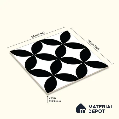 Moroccan Wall & Floor Tile TL 05215 Zellige Ebony Oasis Multi Colour 1 ft x 1 ft Porcelain Matte Finish - 9 mm | Suitable for Kitchen, Bathroom, Balcony | Please Expect a Slight Variation of Pattern