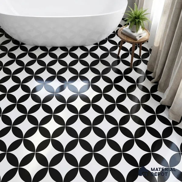 Moroccan Tile TL 05215 Zellige Ebony Oasis Multi Colour 1 ft x 1 ft Vitrified Matte Finish - 9 mm | Suitable for Kitchen, Bathroom, Balcony Floor & Wall | Please Expect a Slight Variation of Pattern (Sample)