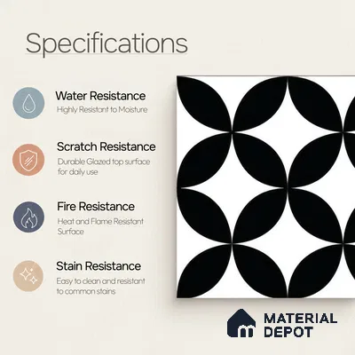 Moroccan Wall & Floor Tile TL 05215 Zellige Ebony Oasis Multi Colour 1 ft x 1 ft Porcelain Matte Finish - 9 mm | Suitable for Kitchen, Bathroom, Balcony | Please Expect a Slight Variation of Pattern