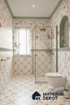 Moroccan Tile TL 05216 Zellige Orange Bloom Multi Colour 1 ft x 1 ft Vitrified Matte Finish - 9 mm | Suitable for Kitchen, Bathroom, Balcony Floor & Wall | Please Expect a Slight Variation of Pattern