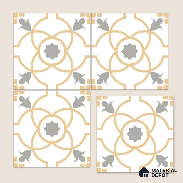 Moroccan Wall & Floor Tile TL 05216 Zellige Orange Bloom Multi Colour 1 ft x 1 ft Porcelain Matte Finish - 9 mm | Suitable for Kitchen, Bathroom, Balcony | Please Expect a Slight Variation of Pattern