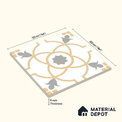 Moroccan Wall & Floor Tile TL 05216 Zellige Orange Bloom Multi Colour 1 ft x 1 ft Porcelain Matte Finish - 9 mm | Suitable for Kitchen, Bathroom, Balcony | Please Expect a Slight Variation of Pattern