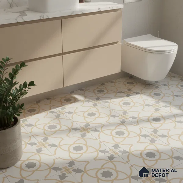 Moroccan Tile TL 05216 Zellige Orange Bloom Multi Colour 1 ft x 1 ft Vitrified Matte Finish - 9 mm | Suitable for Kitchen, Bathroom, Balcony Floor & Wall | Please Expect a Slight Variation of Pattern