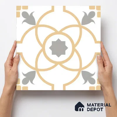Moroccan Wall & Floor Tile TL 05216 Zellige Orange Bloom Multi Colour 1 ft x 1 ft Porcelain Matte Finish - 9 mm | Suitable for Kitchen, Bathroom, Balcony | Please Expect a Slight Variation of Pattern