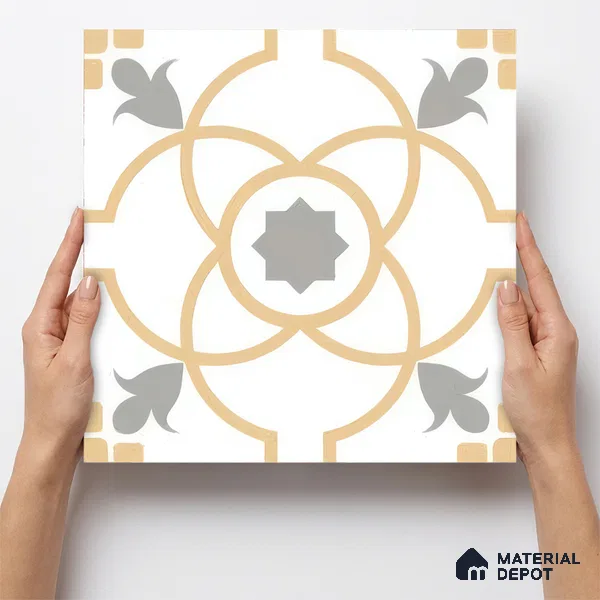 Moroccan Wall & Floor Tile TL 05216 Zellige Orange Bloom Multi Colour 1 ft x 1 ft Porcelain Matte Finish - 9 mm | Suitable for Kitchen, Bathroom, Balcony | Please Expect a Slight Variation of Pattern