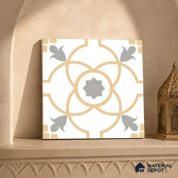 Moroccan Wall & Floor Tile TL 05216 Zellige Orange Bloom Multi Colour 1 ft x 1 ft Porcelain Matte Finish - 9 mm | Suitable for Kitchen, Bathroom, Balcony | Please Expect a Slight Variation of Pattern