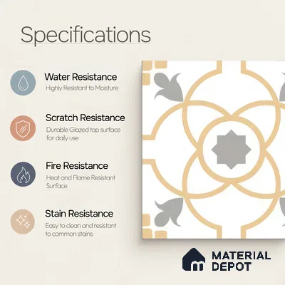 Moroccan Wall & Floor Tile TL 05216 Zellige Orange Bloom Multi Colour 1 ft x 1 ft Porcelain Matte Finish - 9 mm | Suitable for Kitchen, Bathroom, Balcony | Please Expect a Slight Variation of Pattern