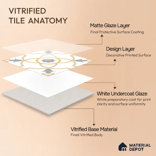 Moroccan Wall & Floor Tile TL 05216 Zellige Orange Bloom Multi Colour 1 ft x 1 ft Porcelain Matte Finish - 9 mm | Suitable for Kitchen, Bathroom, Balcony | Please Expect a Slight Variation of Pattern