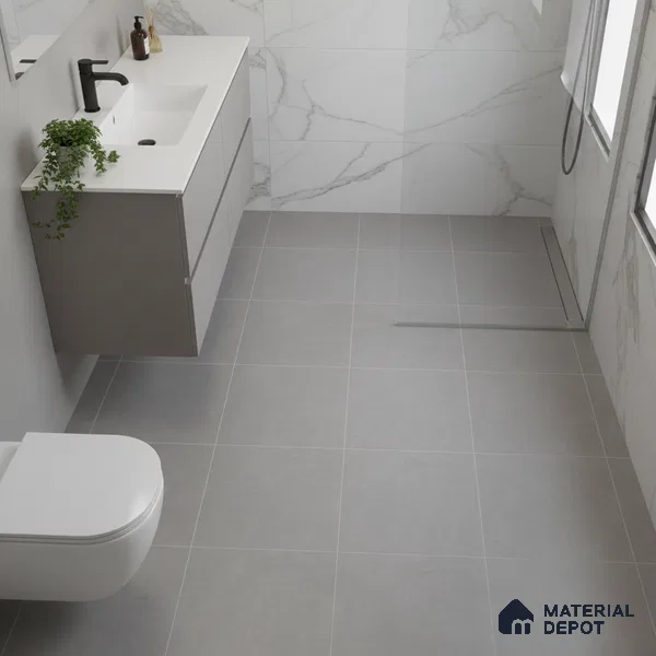 Plain Tile TL 05217 Zellige Plain Grey 1 ft x 1 ft Vitrified Matte Finish - 9 mm | Suitable for Kitchen, Bathroom, Balcony Floor & Wall