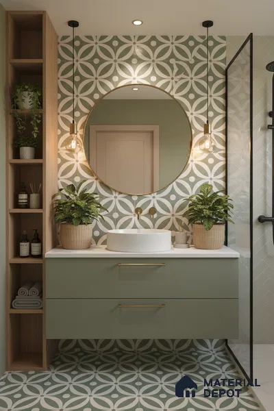 Moroccan Tile TL 05218 Zellige Deep Emerald Green Multi Colour 1 ft x 1 ft Vitrified Matte Finish - 9 mm | Suitable for Kitchen, Bathroom, Balcony Floor & Wall | Please Expect a Slight Variation of Pattern (Sample)