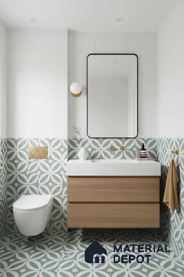 Moroccan Tile TL 05218 Zellige Deep Emerald Green Multi Colour 1 ft x 1 ft Vitrified Matte Finish - 9 mm | Suitable for Kitchen, Bathroom, Balcony Floor & Wall | Please Expect a Slight Variation of Pattern (Sample)