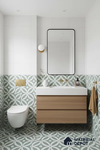 Moroccan Tile TL 05218 Zellige Deep Emerald Green Multi Colour 1 ft x 1 ft Vitrified Matte Finish - 9 mm | Suitable for Kitchen, Bathroom, Balcony Floor & Wall | Please Expect a Slight Variation of Pattern (Sample)