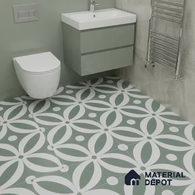 Moroccan Tile TL 05218 Zellige Deep Emerald Green Multi Colour 1 ft x 1 ft Vitrified Matte Finish - 9 mm | Suitable for Kitchen, Bathroom, Balcony Floor & Wall | Please Expect a Slight Variation of Pattern (Sample)