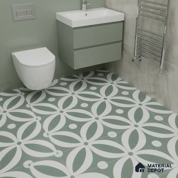 Moroccan Tile TL 05218 Zellige Deep Emerald Green Multi Colour 1 ft x 1 ft Vitrified Matte Finish - 9 mm | Suitable for Kitchen, Bathroom, Balcony Floor & Wall | Please Expect a Slight Variation of Pattern (Sample)
